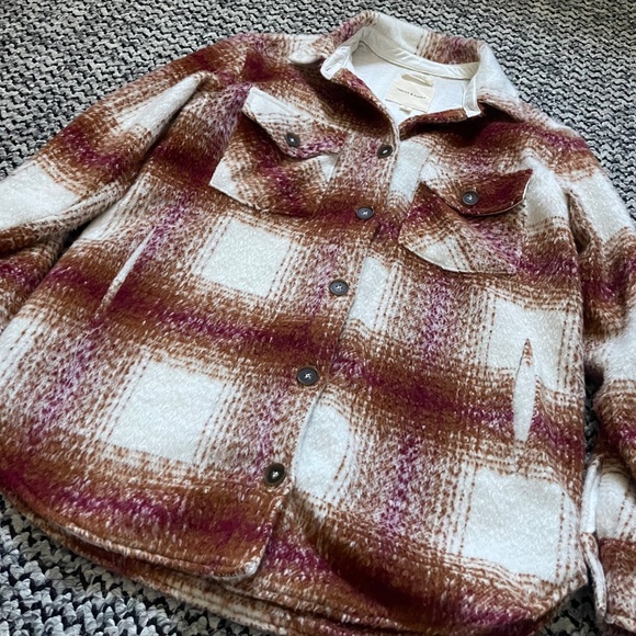 Thread & Supply Chandler Shacket — Burgundy/Rust Plaid (Size Small) - Picture 2 of 6
